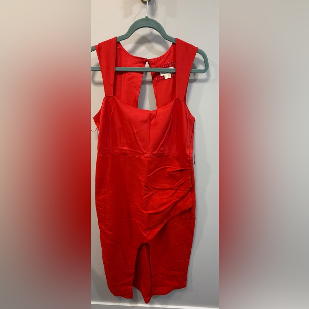 Anthropologie Maeve Square Neck Red Midi Dress Sz 12 - Picture 14 of 16